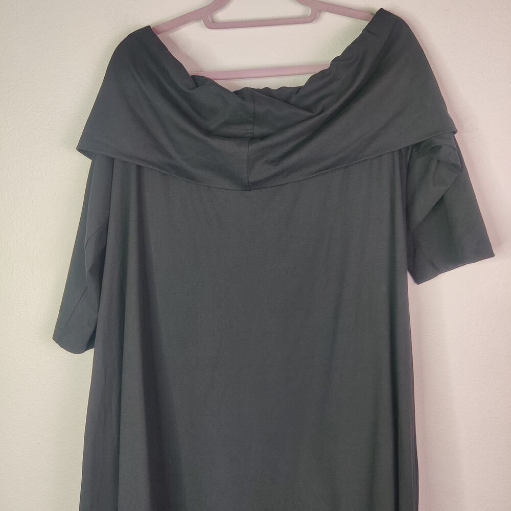 Eshakti Black Off the Shoulder Asymmetric Avant Garde Lagenlook Midi Dress 1X 2X - Picture 9 of 16